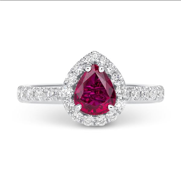 1ct NATURAL Ruby 18k White Gold Ring