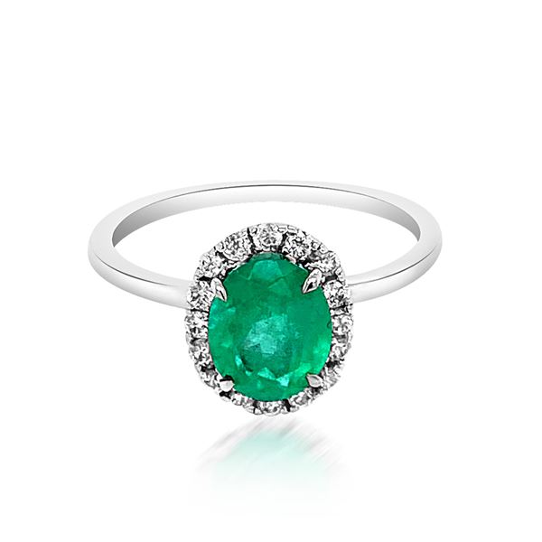 1.17ct Natural Emerald 14K White Gold 2.8gm Ring