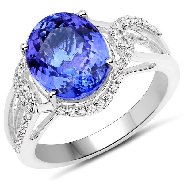 4.12ct Tanzanite 14K White Gold Ring