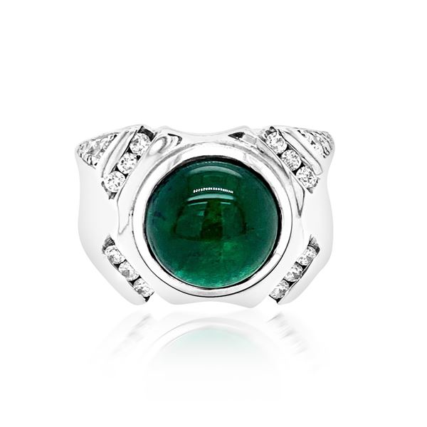 7.86ct Natural Emerald 14K White Gold 15.7gm Ring