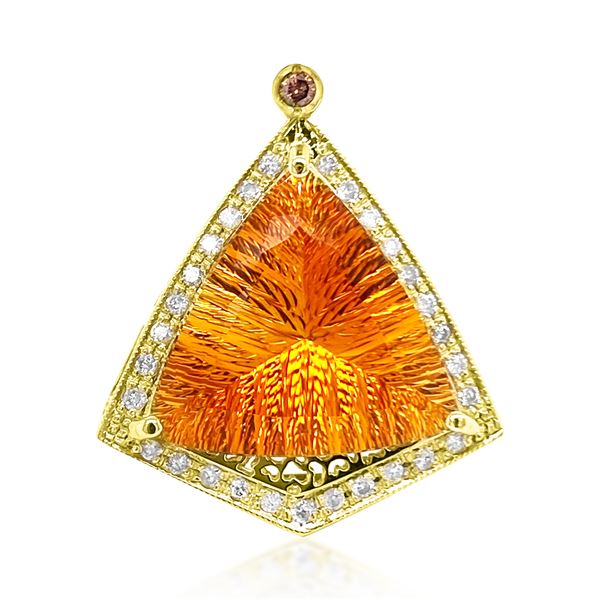 13.16ct CITRINE 14K Yellow Gold 8.3gm Pendant