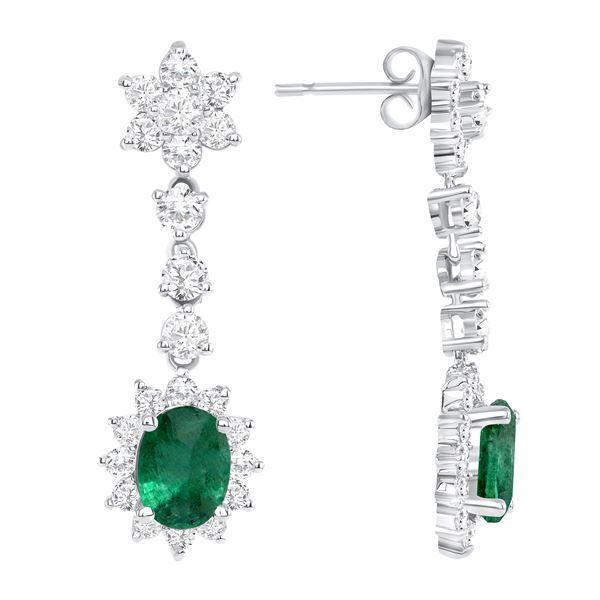 2.19ct Emerald & Diamond Earrings