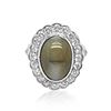 11.91ct Natural Cat's eye 14K White Gold Ring