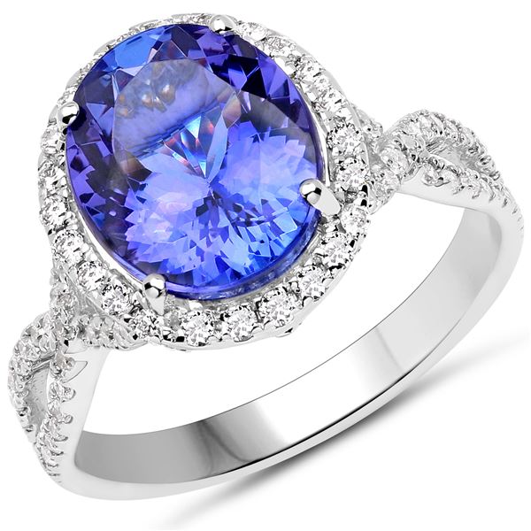 3.8ct Tanzanite 14K White Gold Ring