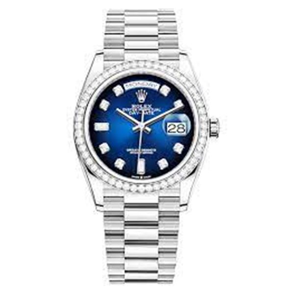 Rolex 36MM Day Date WG with Diamond Bezel Model # 128349