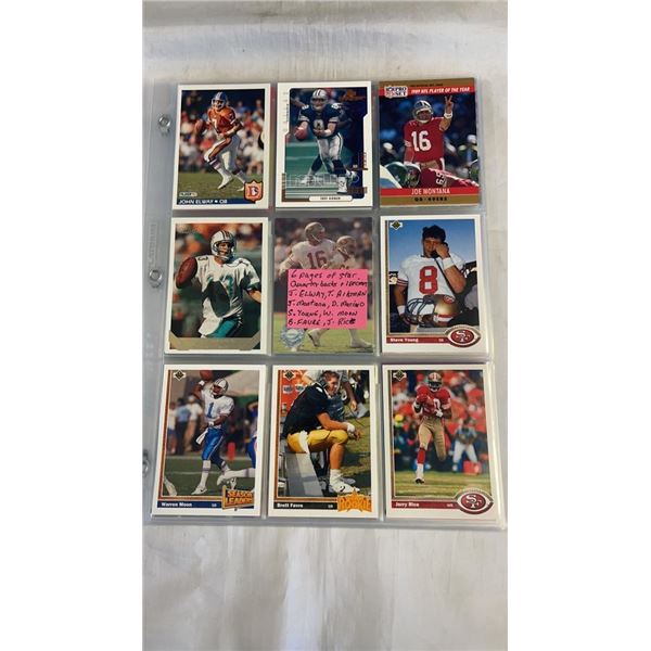 6 PAGES OF STAR QUARTERBACKS - ELWAY, AIKMAN, MARINO, ETC