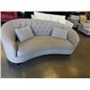 Image 2 : GREY TUFTED SEMI CURVED SOFA WITH TWO THROW CUSHIONS