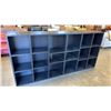 Image 1 : CUSTOM BUILT BLACK STORAGE CUBBY UNIT WITH WIRE CO CRAWLING BACK 8FT LONG, 46 INCHES TALL AND 17" DE