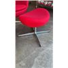 Image 2 : ULTRA MODERN SWIVEL RED FABRIC CHAIR WITH FOOTSTOOL