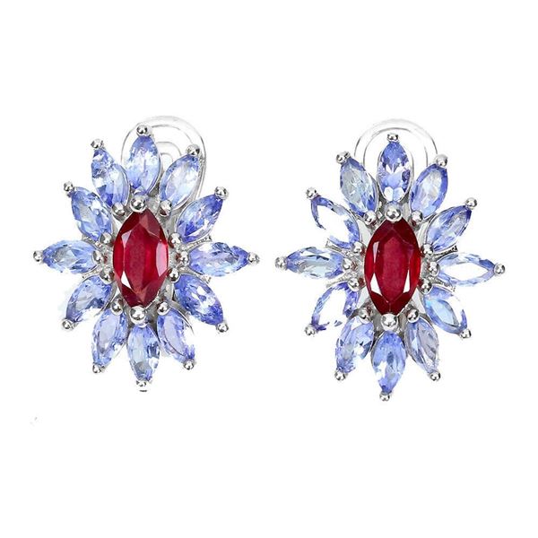 Natural Ruby Tanzanite Earrings