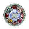 Image 2 : Natural Tourmaline Emerald Tanzanite Ring