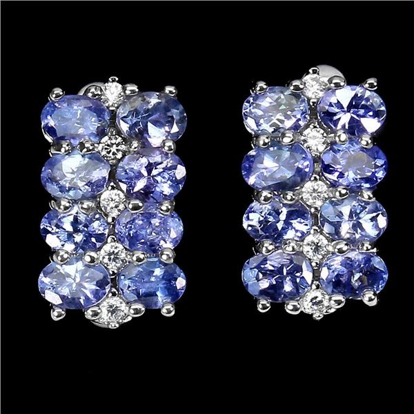 Natural Blue Tanzanite Earrings