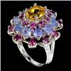 Image 2 : Natural Citrine Rhodolite Garnet Tanzanite Ring