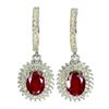 Image 1 : Natural Pigeon Blood Red Ruby Sapphire Earrings