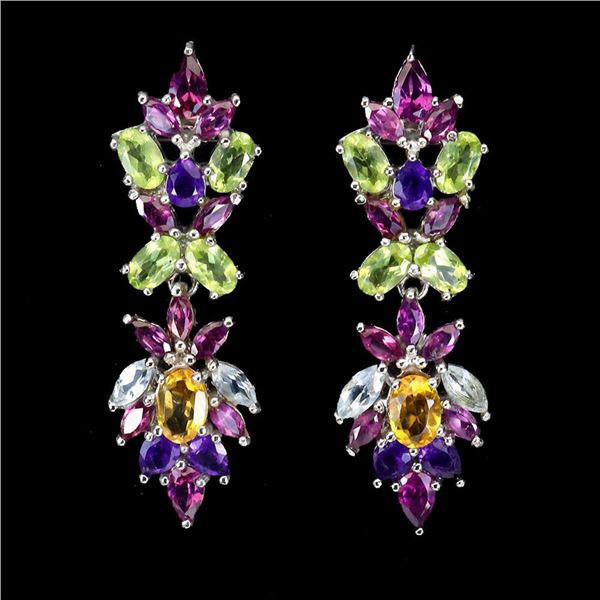 Natural Citrine Amethyst Aquamarine Earrings