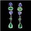 Image 2 : Natural Colombian Emerald Tanzanite Earrings