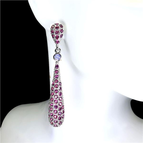 Natural Tanzanite Rhodolite Garnet  Earrings