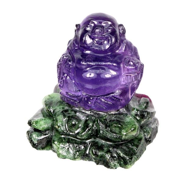 Natural Amethyst Handcarved Happy Buddha 92.96 Carats