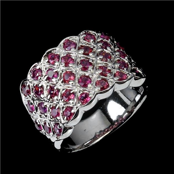 Natral Unheated Round Rhodolite Garnet Ring