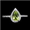 Image 1 : Natural Unheated Pear Green Peridot Ring