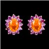 Image 1 : Natural Orange Opal & Rhodolite Garnet Earrings