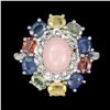 Image 1 : Natural Pink Opal & Sapphire Ring