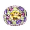 Image 1 : Natural Sapphire Citrine  Amethyst Peridot Ring