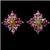 Image 1 : Natural Ethopian White Opal  Rhodolite Garnet Earrings
