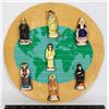 Image 1 : 7 CERAMIC DOLLS OF THE WORLD ON CARBOARD DISPLAY