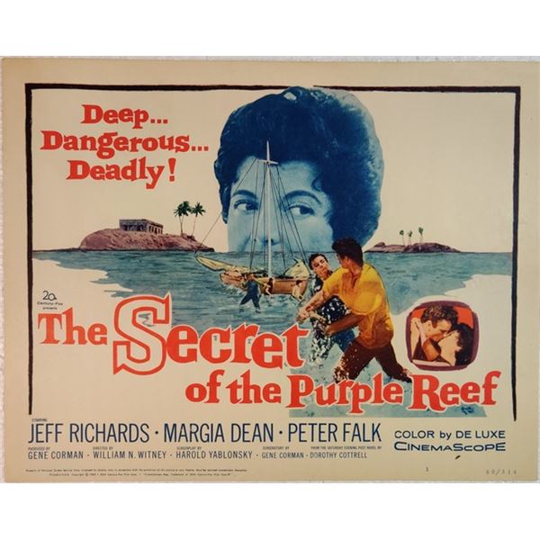 The Secret of the Purple Reef Lobby Card (1960)