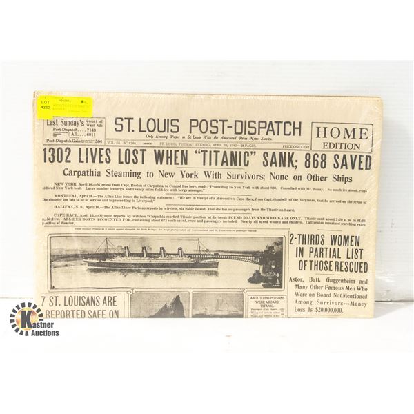 ST. LOUIS POST-DISPATCH APRIL 16 1912 NEWSPAPER