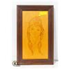Image 1 : FRAMED ORIGINAL WOOD CARVED/BURNISHED PORTRAIT