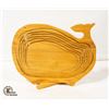 Image 1 : VINTAGE WOOD CARVED COLLAPSIBLE BASKET WHALE