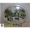 Image 1 : CURRIER & IVES 14? SERVING TRAY & STAND
