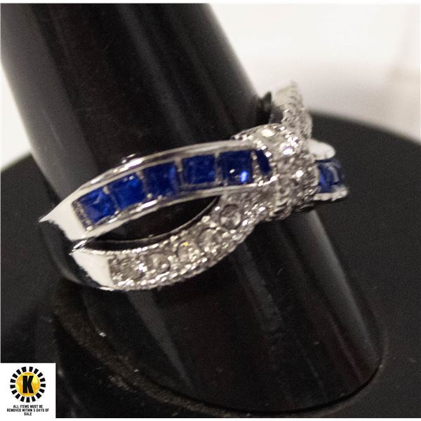 #116 PRINCESS CUT DARK BLUE STONES WITH CLEAR STON