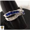 Image 1 : #116 PRINCESS CUT DARK BLUE STONES WITH CLEAR STON