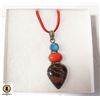 Image 1 : MAHOGANY OBSIDIAN, DRIZY, CORAL NECKLACE 21"