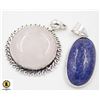 Image 1 : #64-NATURAL PINK ROSE QZ & LAPIZ LAZULI  PENDANT
