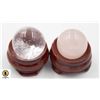 Image 1 : #193-NATURAL PINK ROSE +CLEAR QUARTZ SPHERE BALL