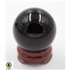 Image 1 : #189-NATURAL BLACK OBSIDIAN SPHERE BALL +STAND 30M