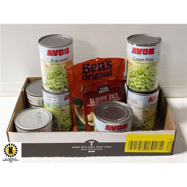 NEW FOOD LOT 4 CANS PEAS, 4 CAN CORN,