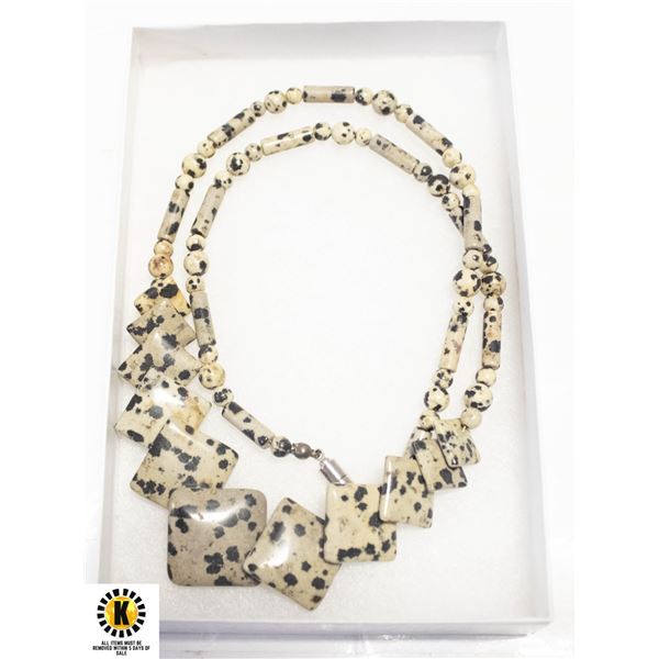 DALMATION JASPER NECKLACE 21" MAGNETIC CLASP