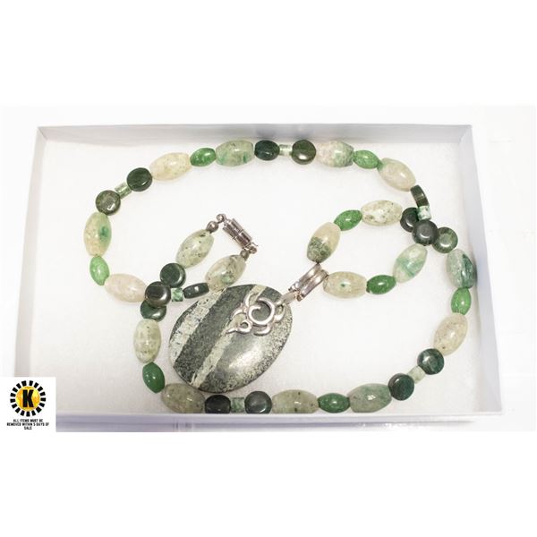 PEACE JASPER AND INDIAN AGATE NECKLACE 21"