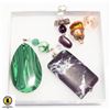 Image 1 : BOX LOT OF GEMSTONE PENDANT OR KEY CHAIN DANGLES