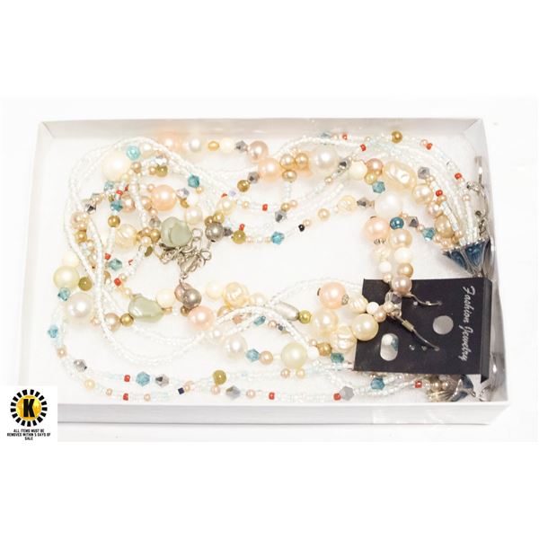 MULIT STRAND FAUX PEAR CRYSTAL WEDDING 23"