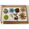 Image 1 : BOX LOT OF VINTAGE BROOCHES APPROX OVER $200.00 VALUE