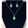 Image 1 : SET OF SILVER TONE AND OVAL TURQUOISE DROP