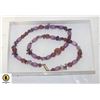 Image 1 : AMETHYST AND GLASS NECKLACE 18 1/2" MAGNETIC CLAS