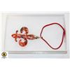 Image 1 : RED SILVER LE FLEUR DE LIS LAMPWORK NECKLACE 21"