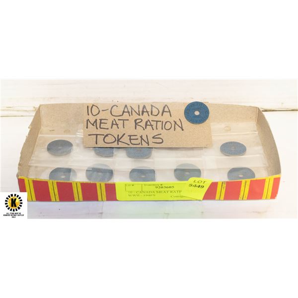 Meat Ration Token 10 - CANADA MEAT RATION TOKENS WWII - 1940'S